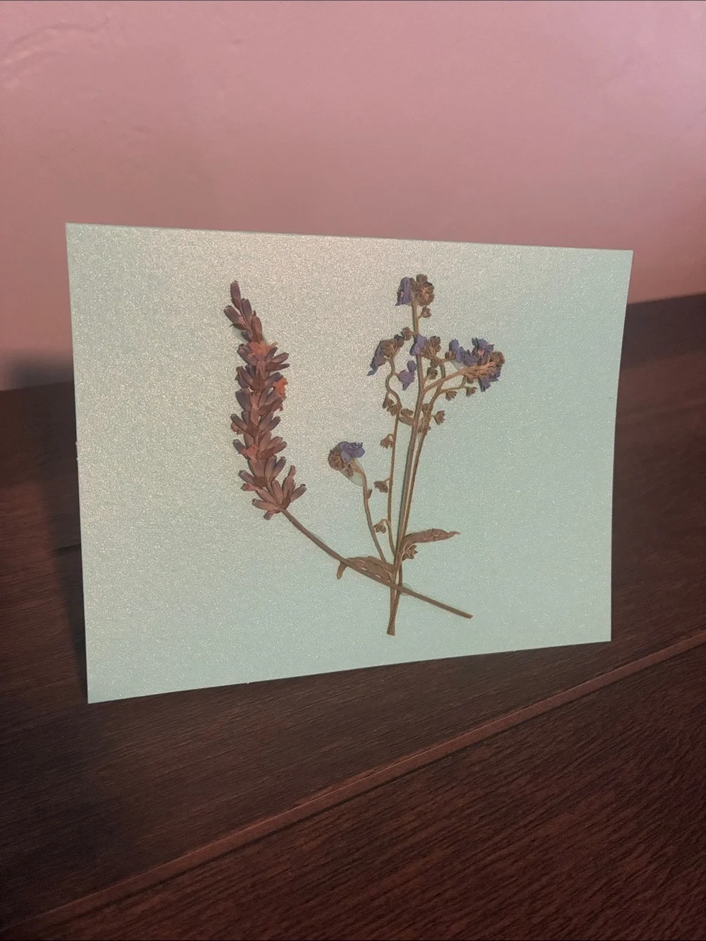 Handmade Pressed Flowers on Blank Card